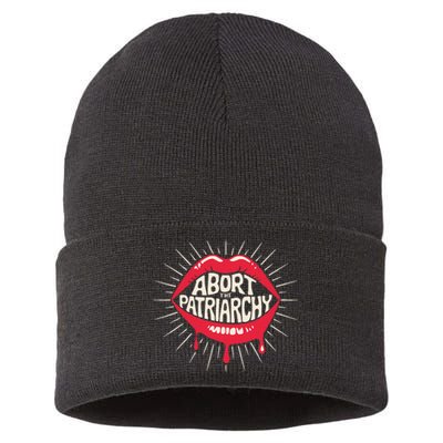 Abort The Patriarchy Female Empowerment Red Lips Sustainable Knit Beanie