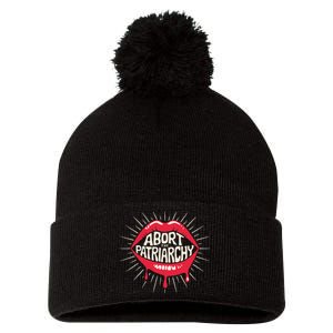 Abort The Patriarchy Female Empowerment Red Lips Pom Pom 12in Knit Beanie