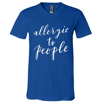 Allergic To People Funny Gift Funny Introvert Sarcastic V-Neck T-Shirt