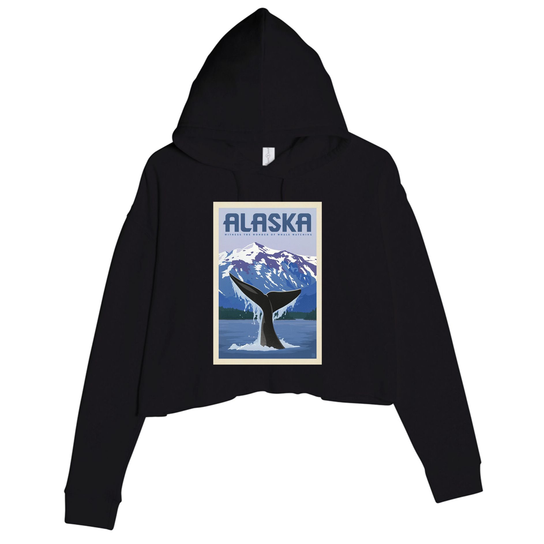 Alaska Travel Poster Crop Fleece Hoodie