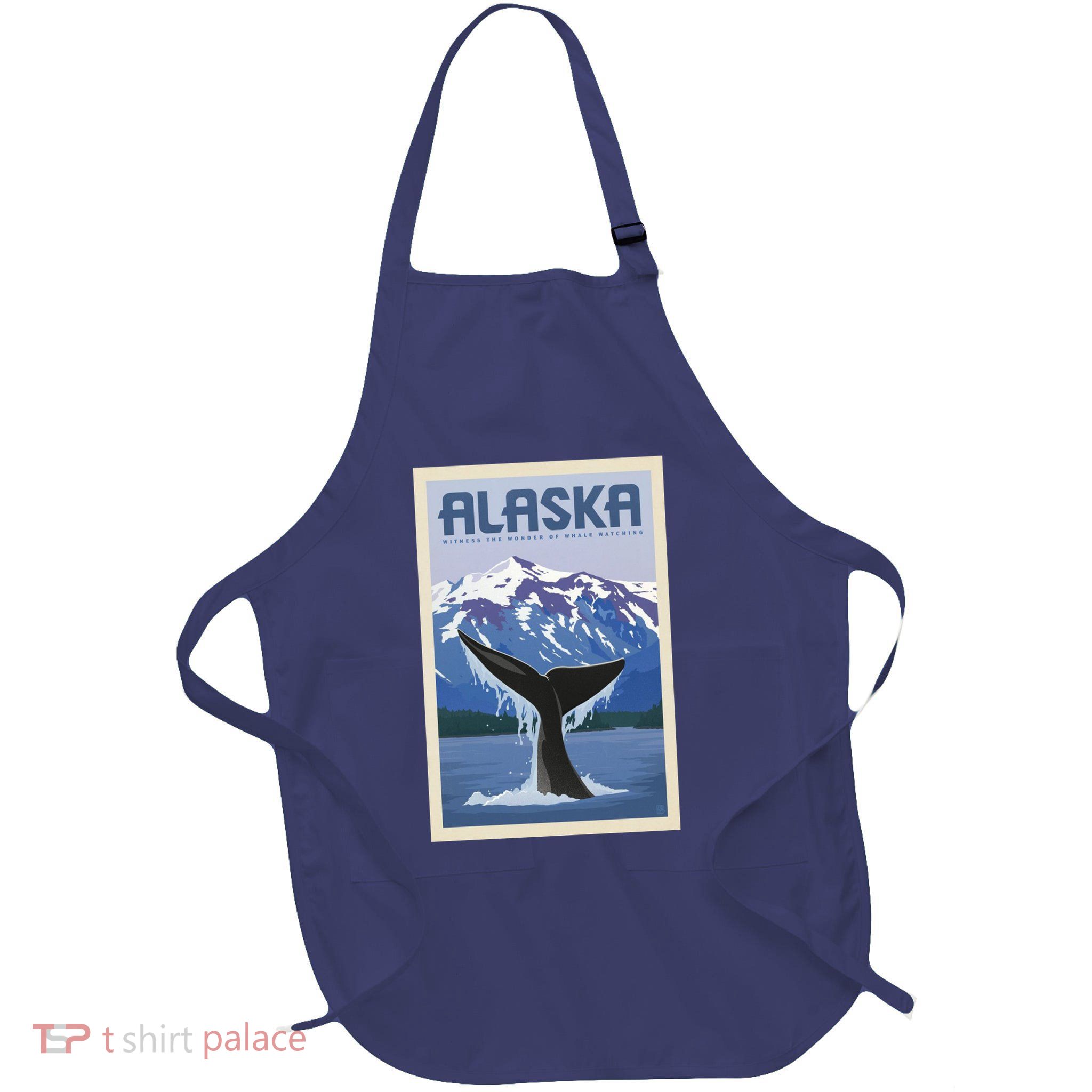 Alaska Travel Poster Full-Length Apron With Pockets