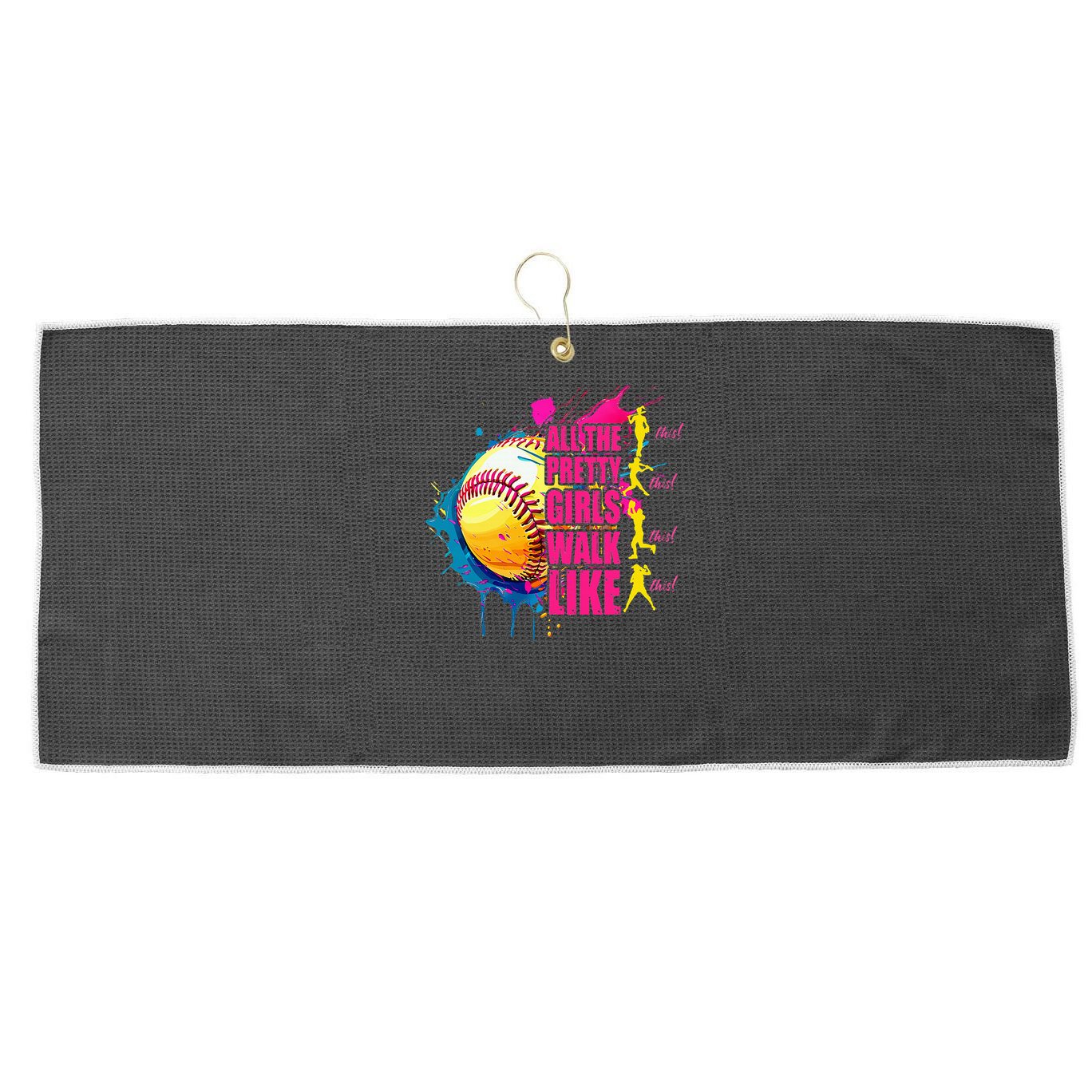 All The Pretty Girl Walk Like This Softball Player Large Microfiber Waffle Golf Towel