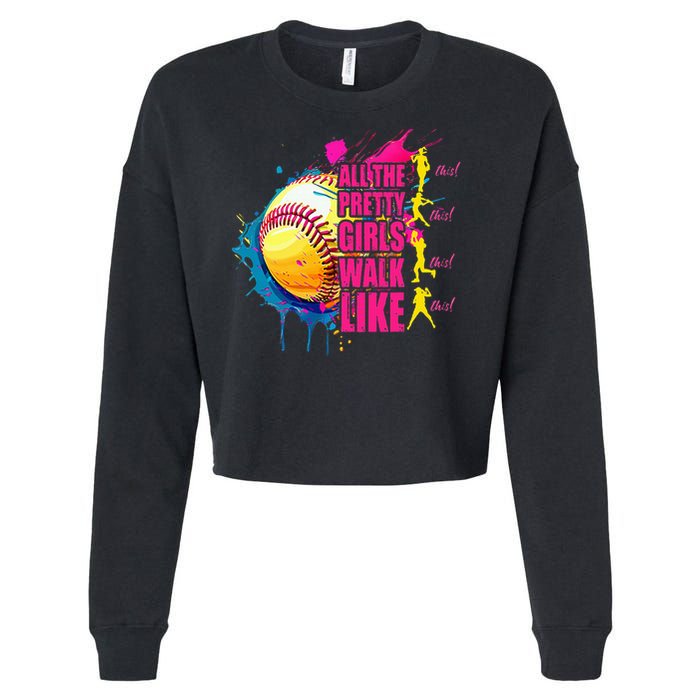 All The Pretty Girl Walk Like This Softball Player Cropped Pullover Crew