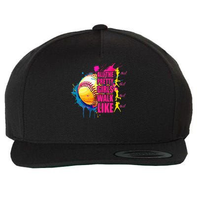 All The Pretty Girl Walk Like This Softball Player Wool Snapback Cap