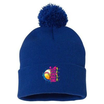 All The Pretty Girl Walk Like This Softball Player Pom Pom 12in Knit Beanie