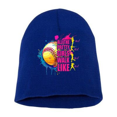 All The Pretty Girl Walk Like This Softball Player Short Acrylic Beanie