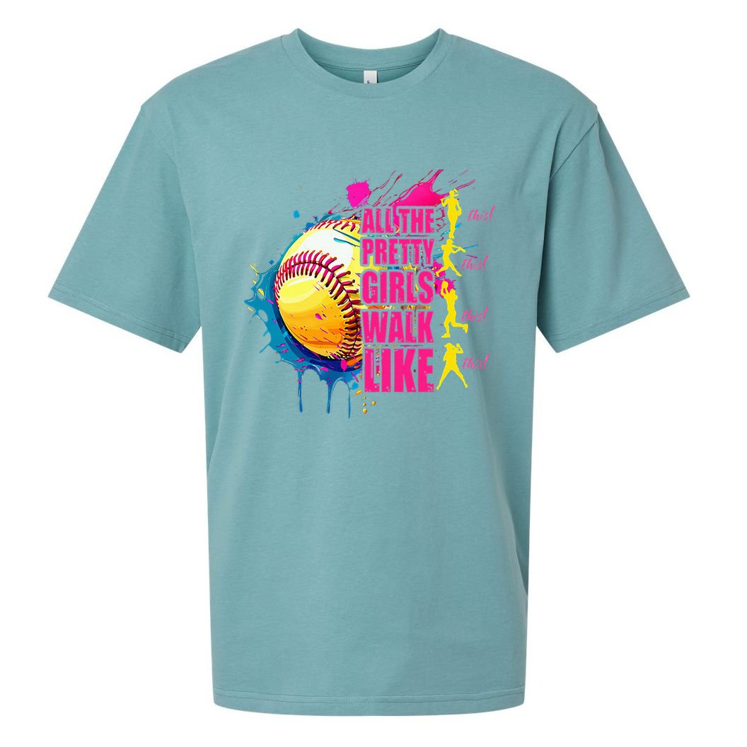 All The Pretty Girl Walk Like This Softball Player Sueded Cloud Jersey T-Shirt