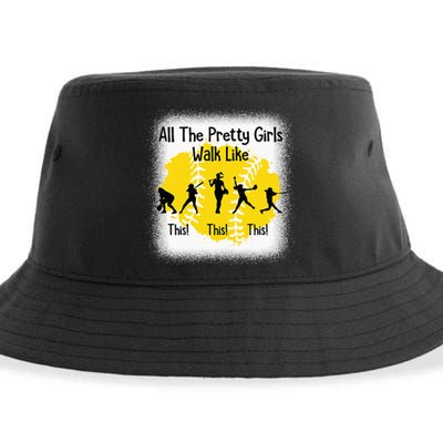 All The Pretty Girl Stroll Like This Funny Softball Walk Sustainable Bucket Hat