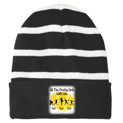 All The Pretty Girl Stroll Like This Funny Softball Walk Striped Beanie with Solid Band