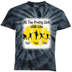 All The Pretty Girl Stroll Like This Funny Softball Walk Kids Tie-Dye T-Shirt