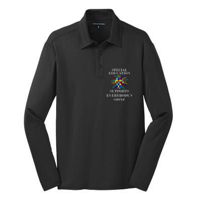 Autism Teacher Quote Special Education Support Awareness Gift Silk Touch Performance Long Sleeve Polo