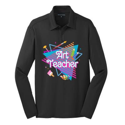 Art Teacher Retro Gift Silk Touch Performance Long Sleeve Polo