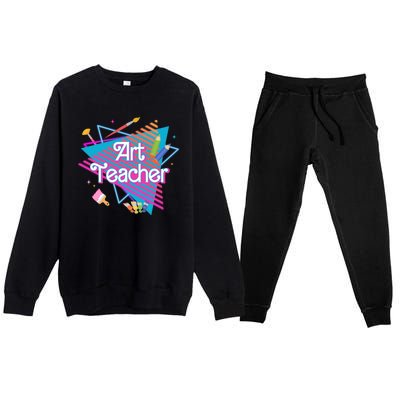 Art Teacher Retro Gift Premium Crewneck Sweatsuit Set