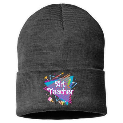 Art Teacher Retro Gift Sustainable Knit Beanie