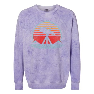 Astronomy Telescope Retro Space Science Vintage 80s Gift Colorblast Crewneck Sweatshirt