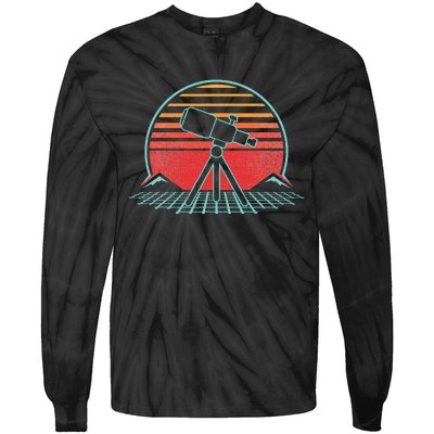 Astronomy Telescope Retro Space Science Vintage 80s Gift Tie-Dye Long Sleeve Shirt