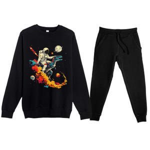 Astronaut T Rex Space Women Birthday Gifts Funny Premium Crewneck Sweatsuit Set