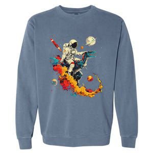 Astronaut T Rex Space Women Birthday Gifts Funny Garment-Dyed Sweatshirt