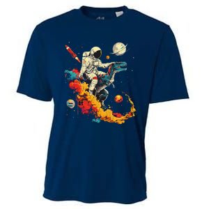 Astronaut T Rex Space Women Birthday Gifts Funny Cooling Performance Crew T-Shirt