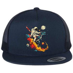 Astronaut T Rex Space Women Birthday Gifts Funny Flat Bill Trucker Hat