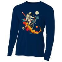 Astronaut T Rex Space Women Birthday Gifts Funny Cooling Performance Long Sleeve Crew