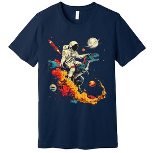 Astronaut T Rex Space Women Birthday Gifts Funny Premium T-Shirt