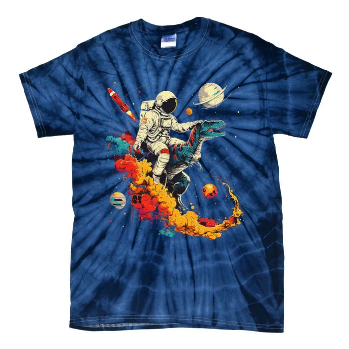 Astronaut T Rex Space Women Birthday Gifts Funny Tie-Dye T-Shirt