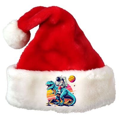 Astronaut T Rex Space Birthday Funny Premium Christmas Santa Hat