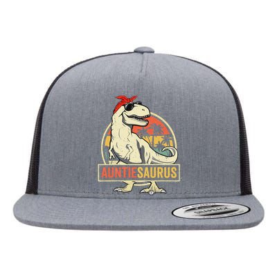 Auntiesaurus T Rex Dinosaur Aunt Saurus Family Matching Flat Bill Trucker Hat