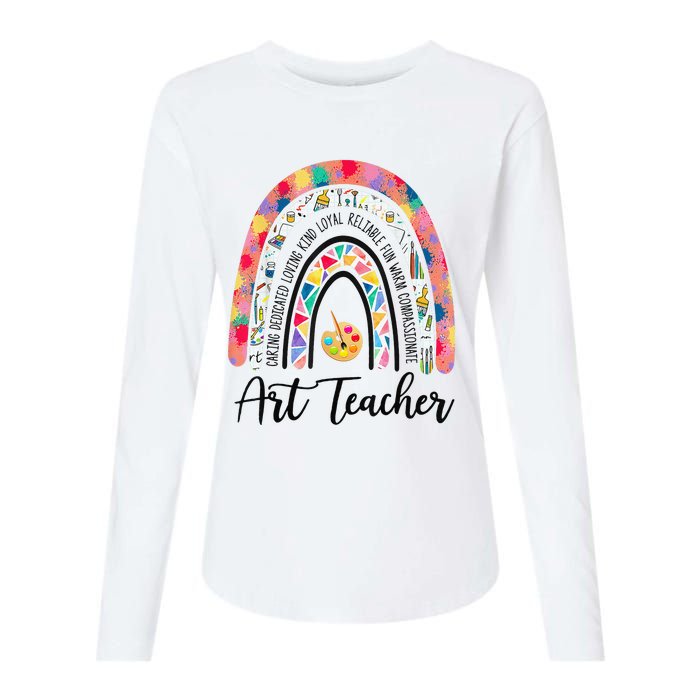 Art Teacher Rainbow Caring Dedicated Loving Vintage Womens Cotton Relaxed Long Sleeve T-Shirt