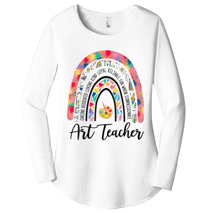 Art Teacher Rainbow Caring Dedicated Loving Vintage Women's Perfect Tri Tunic Long Sleeve Shirt