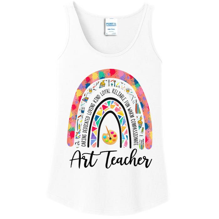 Art Teacher Rainbow Caring Dedicated Loving Vintage Ladies Essential Tank