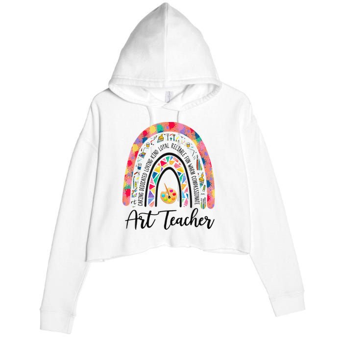 Art Teacher Rainbow Caring Dedicated Loving Vintage Crop Fleece Hoodie