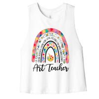 Art Teacher Rainbow Caring Dedicated Loving Vintage Women's Racerback Cropped Tank