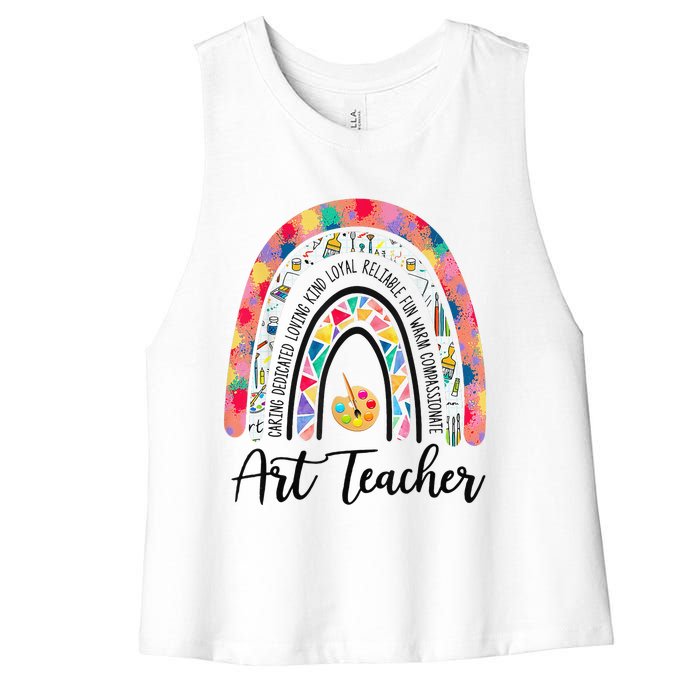 Art Teacher Rainbow Caring Dedicated Loving Vintage Women's Racerback Cropped Tank