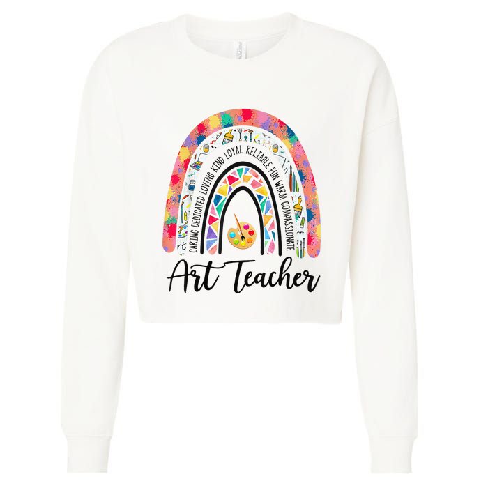 Art Teacher Rainbow Caring Dedicated Loving Vintage Cropped Pullover Crew