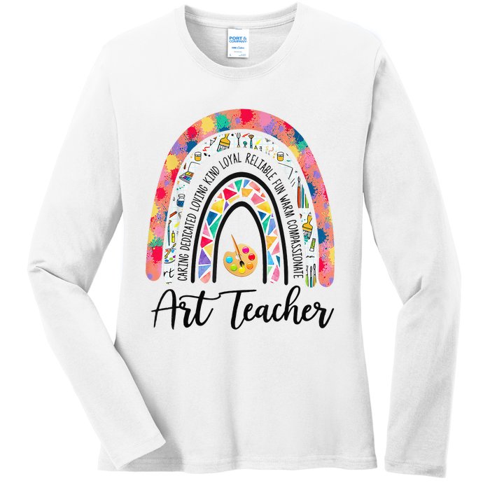 Art Teacher Rainbow Caring Dedicated Loving Vintage Ladies Long Sleeve Shirt