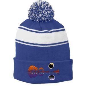 America Totality Reflections 4824 Sun Eclipse Stripe Pom Pom Beanie