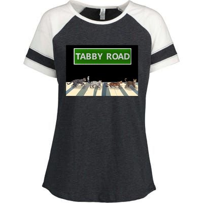 Anime Tabby Road Funny Cat Gift Enza Ladies Jersey Colorblock Tee