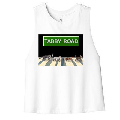 Anime Tabby Road Funny Cat Gift Women's Racerback Cropped Tank