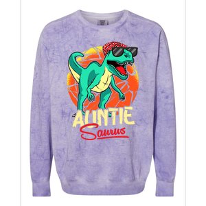 Auntiesaurus T Rex Auntie Saurus Dinosaur Family Matching Colorblast Crewneck Sweatshirt