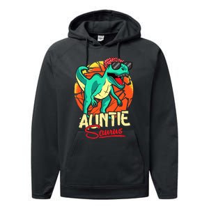 Auntiesaurus T Rex Auntie Saurus Dinosaur Family Matching Performance Fleece Hoodie