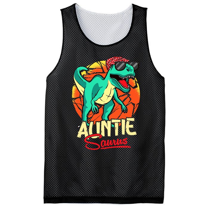 Auntiesaurus T Rex Auntie Saurus Dinosaur Family Matching Mesh Reversible Basketball Jersey Tank