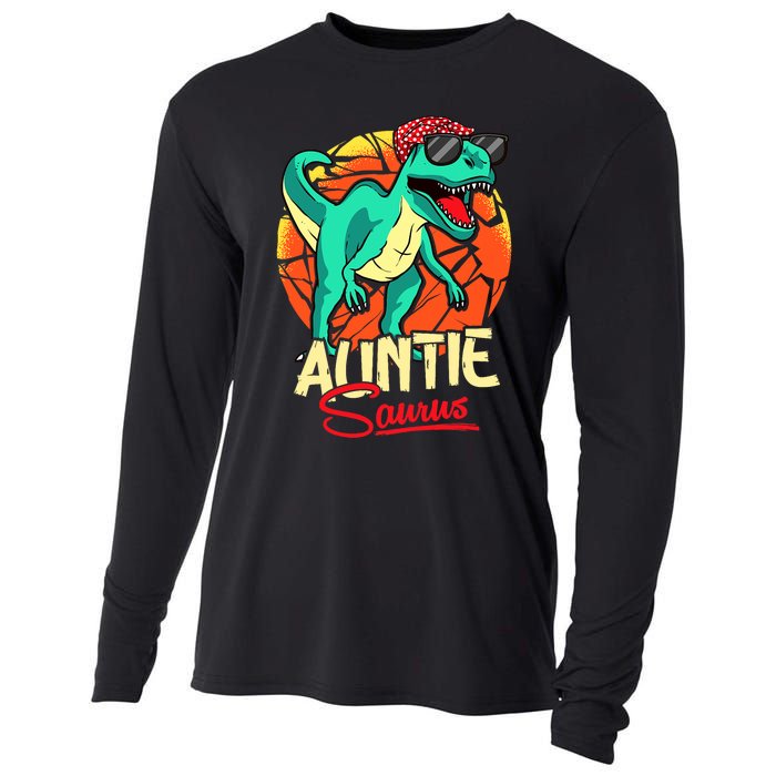 Auntiesaurus T Rex Auntie Saurus Dinosaur Family Matching Cooling Performance Long Sleeve Crew