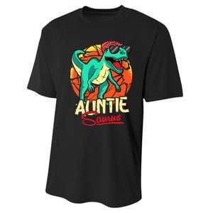 Auntiesaurus T Rex Auntie Saurus Dinosaur Family Matching Performance Sprint T-Shirt