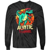 Auntiesaurus T Rex Auntie Saurus Dinosaur Family Matching Tie-Dye Long Sleeve Shirt