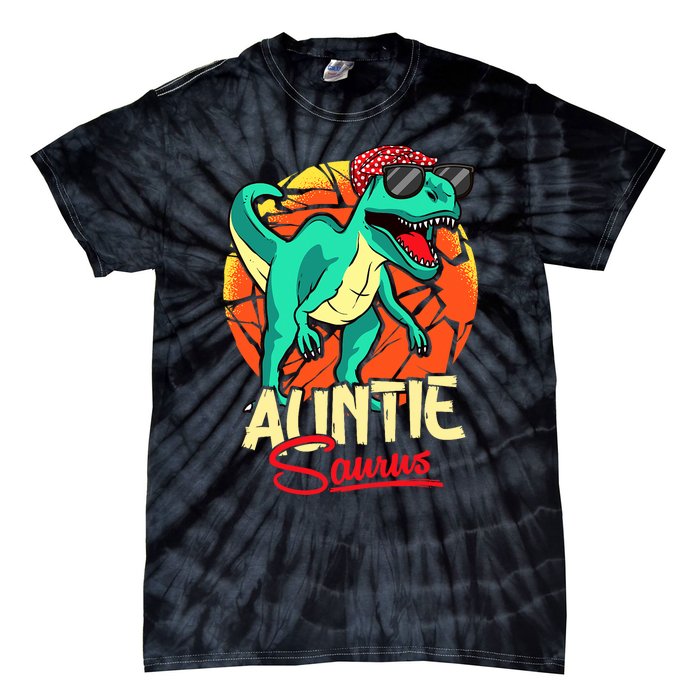 Auntiesaurus T Rex Auntie Saurus Dinosaur Family Matching Tie-Dye T-Shirt