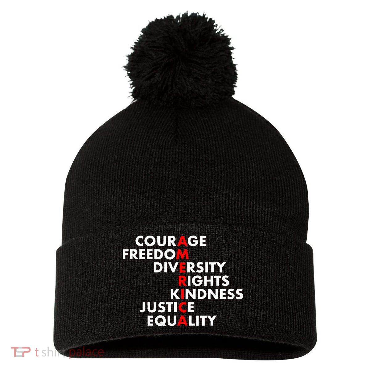 Anti Trump Resist Political Pom Pom 12in Knit Beanie