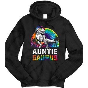 Auntiesaurus T Rex Dinosaur Auntie Saurus Family Matching Tie Dye Hoodie