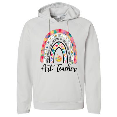 Art Teacher Rainbow Caring Dedicated Loving Vintage Performance Fleece Hoodie